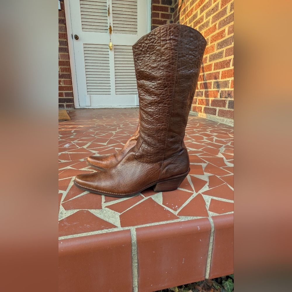 Coconuts Jamie Brown Leather Cowboy Coastal Cowgirl Pointy Toe Boots-Sz 10